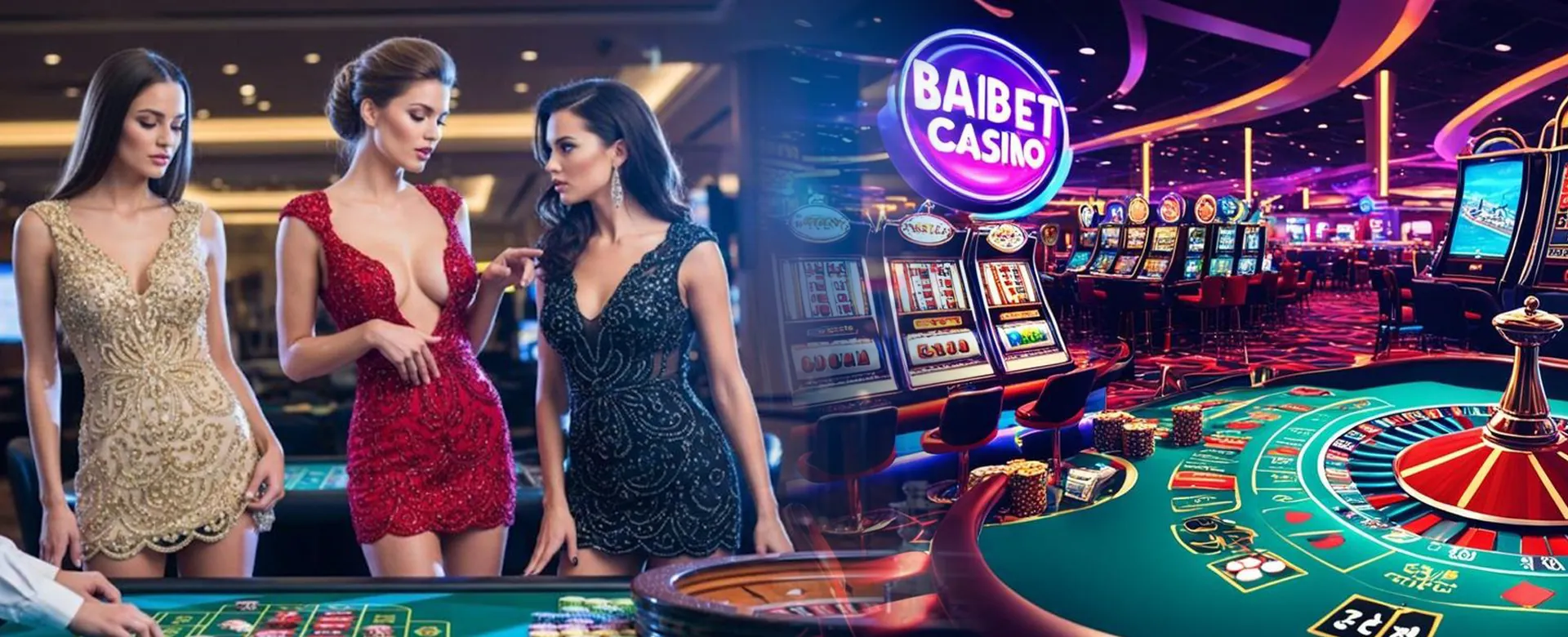 Neon city background with casino elements
